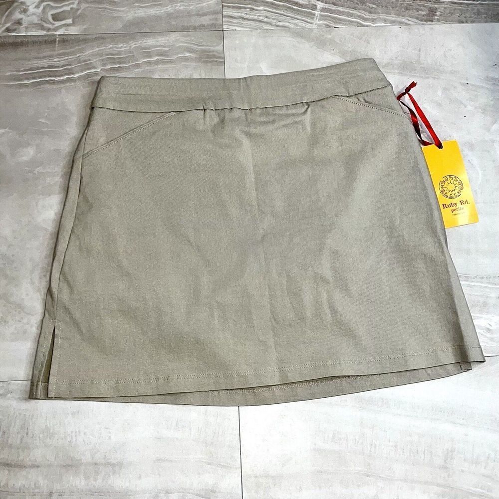 Ruby Rd Skirt Skort Womens sz 6P khaki Pull On Demin Pockets NWT